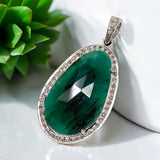 Emerald Diamond Pendant, May Birthstone Heart Chakra Healing Jewelry, Spiritual Crystal Jewelry, Handmade Silver Emerald Pendant Gifts