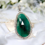 Emerald Diamond Pendant, May Birthstone Heart Chakra Healing Jewelry, Spiritual Crystal Jewelry, Handmade Silver Emerald Pendant Gifts