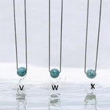 Larimar Gemstone Necklace, Dominican Republic Larimar Single Bead Necklace, Healing Stone Silver Jewelry, Minimalist Jewelry Gifts for Her