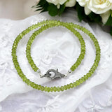 17.5” Peridot Pave Diamond Necklace , Genuine Peridot Beaded Handmade Necklace, August Birthstone Jewelry