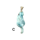 Larimar Cat Pendant, Handmade Large Larimar Gemstone Pendant, Dominican Republic Larimar Pendant Healing Stone AA+ Grade Blue Stone