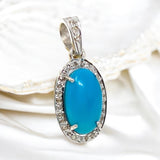 Turquoise Pendant, Genuine Sleeping Beauty Turquoise Diamond Pendant, Spiritual Healing Throat Chakra Gemstone Jewelry, December Birthstone