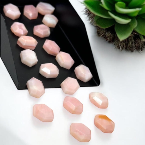 10 Pcs / 11 Pcs Natural Pink Opal Rosecut Cabochons, Loose Gemstones, Pink Opal Rose Cuts, Ring Stones, 9x6mm - 10x7mm