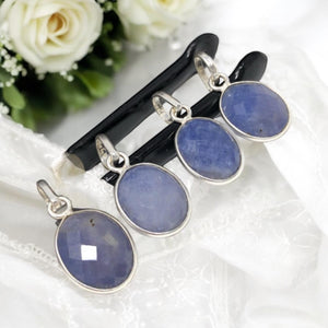 Sterling Silver Blue Sapphire Gemstone Pendant, September Birthstone Pendant, Spiritual healing Crystal Jewelry, Third Eye Chakra Balancing