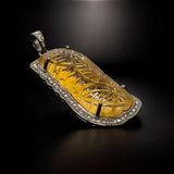 Carved Citrine Diamond Gemstone Pendant, November Birthstone Jewelry, Spiritual Healing Crystal Jewelry, Solar Plexus Chakra Balancing Gifts