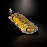 Carved Citrine Diamond Gemstone Pendant, November Birthstone Jewelry, Spiritual Healing Crystal Jewelry, Solar Plexus Chakra Balancing Gifts