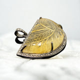 Carved Citrine Diamond Pendant, November Birthstone Gemstone Jewelry, Spiritual Healing Crystal Jewelry, Solar Plexus Chakra Jewelry