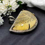 Carved Citrine Diamond Pendant, November Birthstone Gemstone Jewelry, Spiritual Healing Crystal Jewelry, Solar Plexus Chakra Jewelry