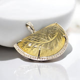 Citrine Diamond Pendant, Carved Citrine Gemstone Pendant, Spiritual Healing Crystal Jewelry, Solar Plexus Chakra November Birthstone Jewelry