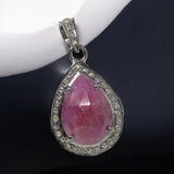 Pink Sapphire Crystal Pendant, Silver Diamond Gemstone Pendant, Holistic Meditation Jewelry, Heart Chakra Healing Pendant, Spiritual Jewelry