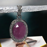 Pink Sapphire Diamond Pendant, Silver Jewelry, Healing Crystal Gemstone Pendant, Spiritual Jewelry, Meditation September Birthstone Jewelry