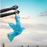 Larimar Pendant, Pave Diamond Silver Larimar Bird Jewelry, Spiritual Gemstone Jewelry, Throat Chakra Crystal Healing Jewelry Gifts for Her