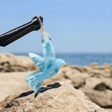 Rare Larimar Bird Pave Diamond Silver Pendant, Spiritual Jewelry, Chakra Healing Gemstone Jewelry, Calmness Crystal Pendant, Gifts for Her