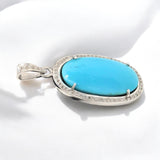 Turquoise Diamond Pendant, Silver Sleeping Beauty Turquoise Gemstone Chakra Healing Jewelry, Spiritual Crystal December Birthstone Jewelry