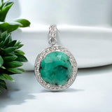Emerald Diamond Pendant, Spiritual Healing Heart Chakra Jewelry, May Birthstone Gemstone Pendant, Pave Diamond Emerald Crystal Pendant Gift