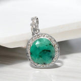 Emerald Diamond Pendant, Spiritual Healing Heart Chakra Jewelry, May Birthstone Gemstone Pendant, Pave Diamond Emerald Crystal Pendant Gift