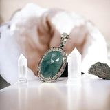 Natural Emerald Pave Diamond Pendant, Spiritual Healing Crystal Jewelry, Heart Chakra Balancing Gemstone Jewelry, May Birthstone Jewelry
