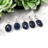 Blue Sapphire Gemstone Pendant, September Birthstone Pendant, Spiritual Healing Crystal Chakra Balancing Silver Pendant, DIY Jewelry Making