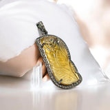 Carved Citrine Diamond Gemstone Pendant, November Birthstone Jewelry, Spiritual Healing Crystal Jewelry, Solar Plexus Chakra Balancing Gifts
