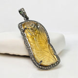 Carved Citrine Diamond Gemstone Pendant, November Birthstone Jewelry, Spiritual Healing Crystal Jewelry, Solar Plexus Chakra Balancing Gifts