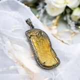 Carved Citrine Diamond Gemstone Pendant, November Birthstone Jewelry, Spiritual Healing Crystal Jewelry, Solar Plexus Chakra Balancing Gifts