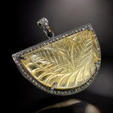 Carved Citrine Diamond Pendant, November Birthstone Gemstone Jewelry, Spiritual Healing Crystal Jewelry, Solar Plexus Chakra Jewelry