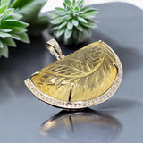 Citrine Diamond Pendant, Carved Citrine Gemstone Pendant, Spiritual Healing Crystal Jewelry, Solar Plexus Chakra November Birthstone Jewelry