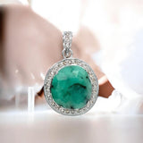 Emerald Diamond Pendant, Spiritual Healing Heart Chakra Jewelry, May Birthstone Gemstone Pendant, Pave Diamond Emerald Crystal Pendant Gift