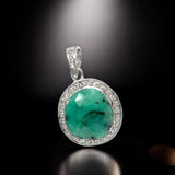 Emerald Diamond Pendant, Spiritual Healing Heart Chakra Jewelry, May Birthstone Gemstone Pendant, Pave Diamond Emerald Crystal Pendant Gift