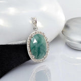 Natural Emerald Pave Diamond Pendant, Spiritual Healing Crystal Jewelry, Heart Chakra Balancing Gemstone Jewelry, May Birthstone Jewelry