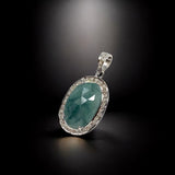 Natural Emerald Pave Diamond Pendant, Spiritual Healing Crystal Jewelry, Heart Chakra Balancing Gemstone Jewelry, May Birthstone Jewelry