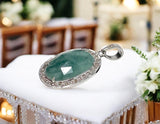 Natural Emerald Pave Diamond Pendant, Spiritual Healing Crystal Jewelry, Heart Chakra Balancing Gemstone Jewelry, May Birthstone Jewelry