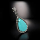 Genuine Sleeping Beauty Turquoise Pendant, Pave Diamond Turquoise Gemstone Jewelry, Spiritual Healing Crystal Pendant, December Birthstone