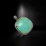 Tibetan Turquoise Pave Diamond Pendant, Spiritual Healing Crystal Pendant, Chakra Jewelry, December Birthstone, 925 Silver Gemstone Jewelry