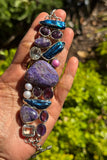 Multi Gemstone Bracelet , Spiritual Healing Crystal Cluster Bracelet, Sterling Silver Adjustable Bracelet, Chakra Jewelry Gifts for Her