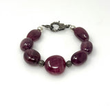 Natural Ruby Pave Diamond Bracelet, Ruby Gemstone Bracelet, Spiritual Jewelry, Healing Crystal Bracelet, Chakra Jewelry, July Birthstone