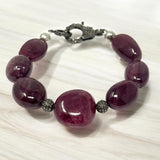 Natural Ruby Pave Diamond Bracelet, Ruby Gemstone Bracelet, Spiritual Jewelry, Healing Crystal Bracelet, Chakra Jewelry, July Birthstone