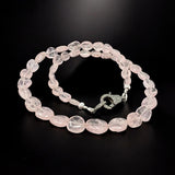 16.5” Morganite Necklace with Pave Diamond Clasp, Natural Pink Morganite Necklace AAA Grade, Spiritual Healing Crystal Jewelry, Heart Chakra