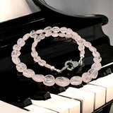 16.5” Morganite Necklace with Pave Diamond Clasp, Natural Pink Morganite Necklace AAA Grade, Spiritual Healing Crystal Jewelry, Heart Chakra