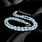 Larimar Necklace, Sterling Silver Double Strand Gemstone Necklace, Spiritual Healing Crystal Jewelry, Chakra Jewelry, December Birthstone