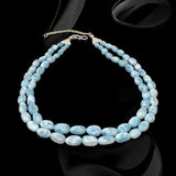 Larimar Necklace, Sterling Silver Double Strand Gemstone Necklace, Spiritual Healing Crystal Jewelry, Chakra Jewelry, December Birthstone