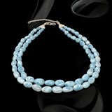 Larimar Necklace, Sterling Silver Double Strand Gemstone Necklace, Spiritual Healing Crystal Jewelry, Chakra Jewelry, December Birthstone