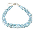 Larimar Necklace, Sterling Silver Double Strand Gemstone Necklace, Spiritual Healing Crystal Jewelry, Chakra Jewelry, December Birthstone