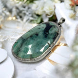 Rare Emerald Diamond Pendant, May Birthstone Pendant, Spiritual Jewelry, Healing Crystal Gemstone Pendant, Heart Chakra Jewelry, 2.5”x 1.30”