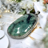 Rare Emerald Diamond Pendant, May Birthstone Pendant, Spiritual Jewelry, Healing Crystal Gemstone Pendant, Heart Chakra Jewelry, 2.5”x 1.30”
