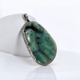 Rare Emerald Diamond Pendant, May Birthstone Pendant, Spiritual Jewelry, Healing Crystal Gemstone Pendant, Heart Chakra Jewelry, 2.5”x 1.30”