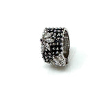 Sterling Silver Ring, Cubic Zirconia Ring, Handmade Statement Wide Band Ring, Gifts for Her, Anniversary Gifts, Black CZ Ring, US Size 7