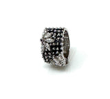 Sterling Silver Ring, Cubic Zirconia Ring, Handmade Statement Wide Band Ring, Gifts for Her, Anniversary Gifts, Black CZ Ring, US Size 7