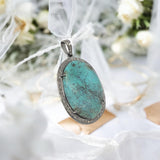 Sterling Silver Turquoise Pendant, Pave Diamond Gemstone Pendant, Spiritual Healing Crystal Jewelry, Chakra Jewelry, December Birthstone