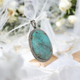 Sterling Silver Turquoise Pendant, Pave Diamond Gemstone Pendant, Spiritual Healing Crystal Jewelry, Chakra Jewelry, December Birthstone